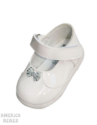 A310 BLANCO ZAPATITO BALLERINA CON MOÑO PEPES BEBES