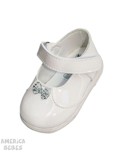 A310 BLANCO ZAPATITO BALLERINA CON MOÑO PEPES BEBES