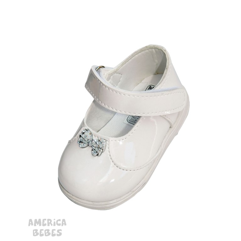 A310 BLANCO ZAPATITO BALLERINA CON MOÑO PEPES BEBES