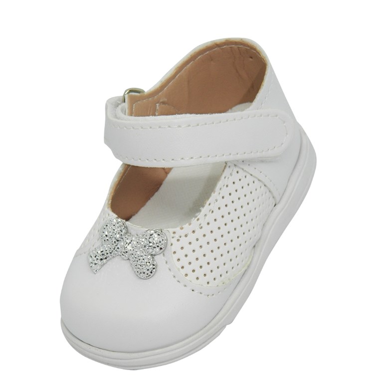 ZAPATO BEBE CON APLIQUE DE MOÑO Y COSTADOS CALADOS PEPES BEBES