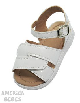 A524 BLANCO SANDALIA PARA BEBA EN CHAROL BLANCO PEPES BEBES