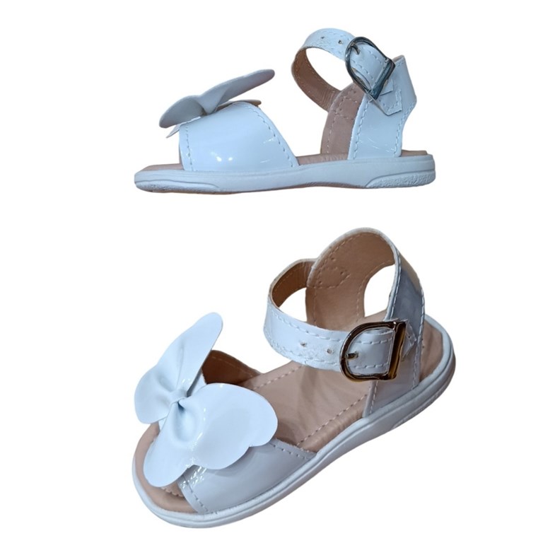 A 543 BLANCO SANDALIA PARA BEBA CON GRAN MARIPOSA COMBINADA PEPES BEBES