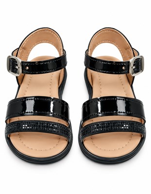A554 NEGRO BRILLO SANDALIA CON HEBILLA PARA BEBA. PEPES BEBES