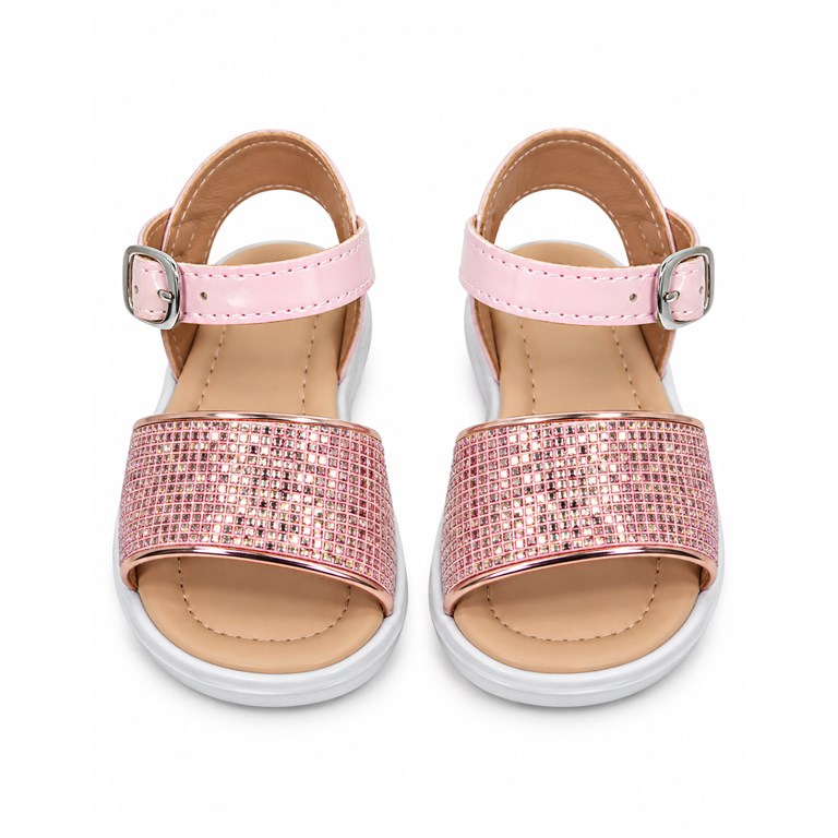 A570 ROSA SANDALIA PARA BEBA CON BRILLO Y HEBILLA. PEPES BEBES