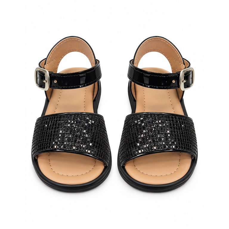 A570 NEGRO SANDALIA PARA BEBA CON BRILLO Y HEBILLA. PEPES BEBES
