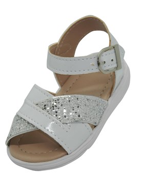 A583 BLANCO CHAROL SANDALIA PARA NENA CON TIERAS CRUZADAS Y HEBILLA. PEPES BEBES