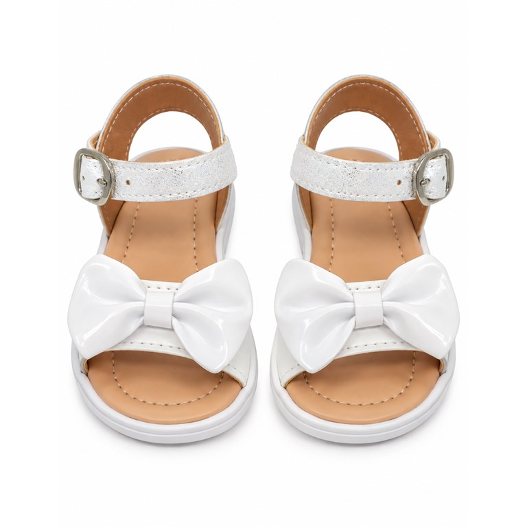 A588 BLANCO SANDALIA PARA BEBA CON MOÑO Y HEBILLA. PEPES BEBES
