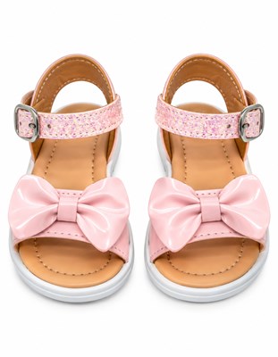 A588 ROSA SANDALIA PARA BEBA CON MOÑO Y HEBILLA. PEPES BEBES