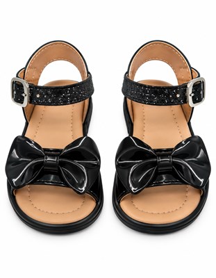 A588 NEGRO SANDALIA PARA BEBA CON MOÑO Y HEBILLA. PEPES BEBES
