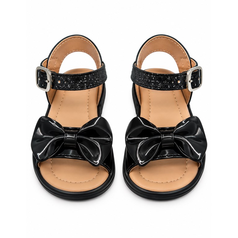 A588 NEGRO SANDALIA PARA BEBA CON MOÑO Y HEBILLA. PEPES BEBES