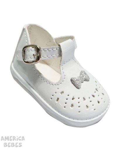 A702 BLANCO ZAPATITO CON MOÑO PEPES BEBES.