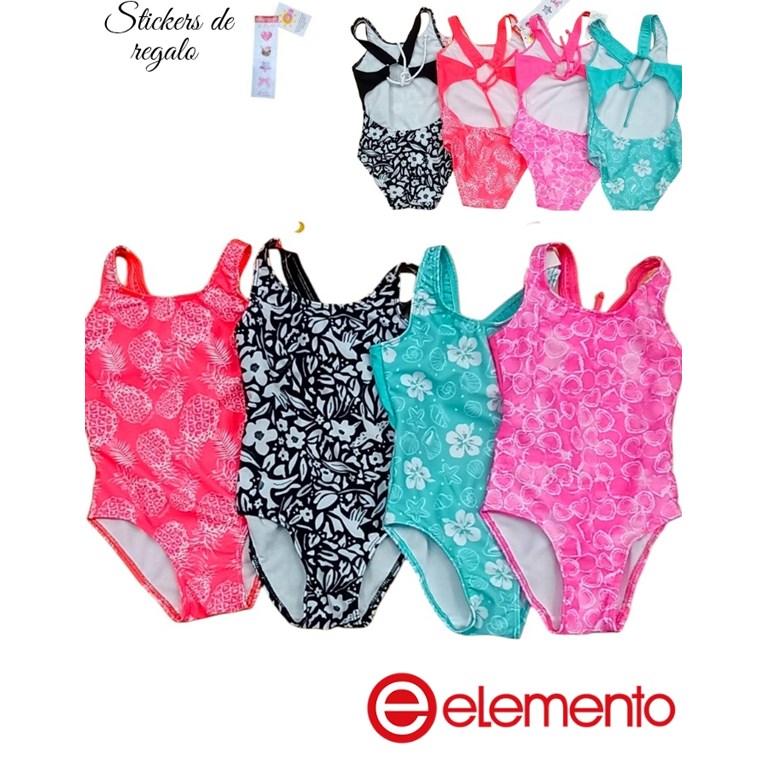 Enteriza monocolor con breteles lisos uv+50.Elemento