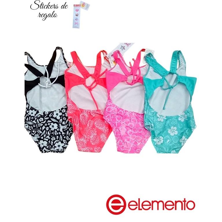 Enteriza monocolor con breteles lisos uv+50.Elemento