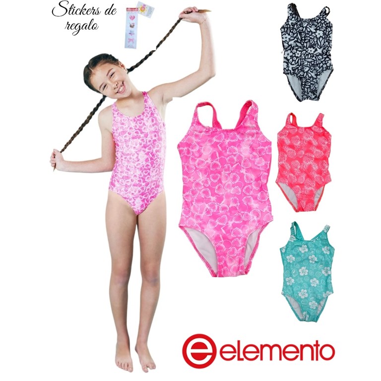Enteriza monocolor con breteles lisos uv+50.Elemento