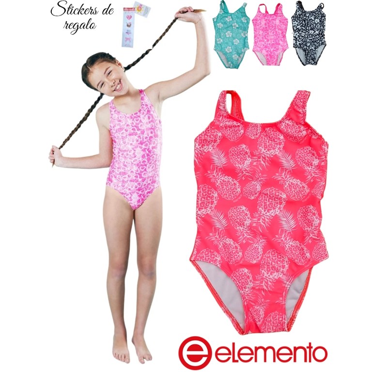 Enteriza monocolor con breteles lisos uv+50.Elemento