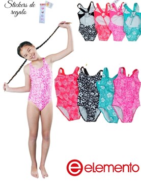 Enteriza monocolor con breteles lisos uv+50.Elemento