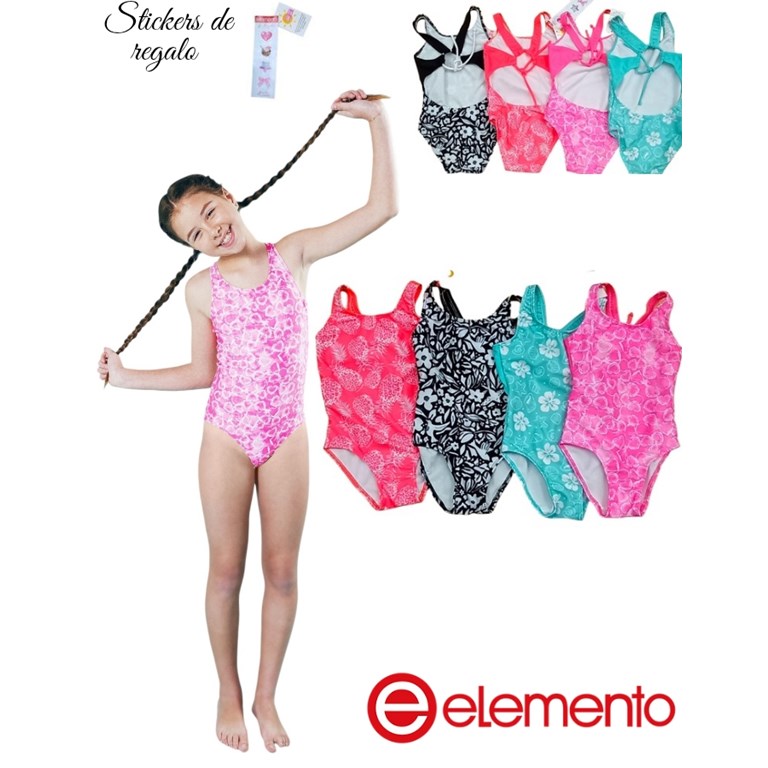 Enteriza monocolor con breteles lisos uv+50.Elemento