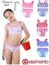 Bikini romantica con breteles y volados lisos combinados uv+50.Elemento