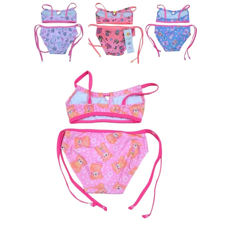 Bikini top canutillos con bombacha y tiras laterales con canutillos uv+50.Elemento