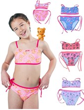 Bikini top canutillos con bombacha y tiras laterales con canutillos uv+50.Elemento