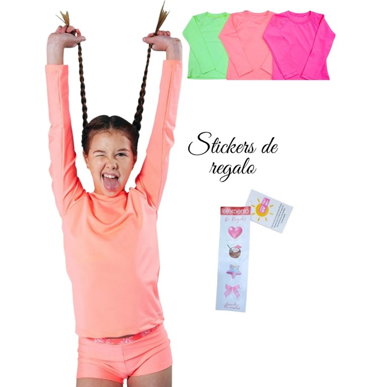 Camiseta uv+50 manga larga con logo de nena.Elemento