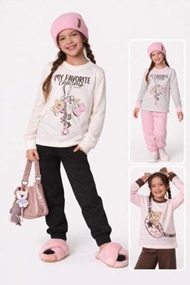 PIJAMA PARA NENA, REMERA ESTAMPA FRONTAL, PANTALON LISO CON PUÑO LINEA: CHARMS JERSEY. ELEMENTO