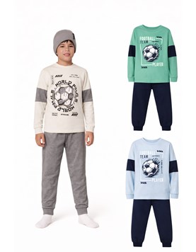 PIJAMA PARA NENE, REMERA CON ESTAMPA, PANTALON LISO CON PUÑO LINEA: FUTBOL JERSEY. ELEMENTO