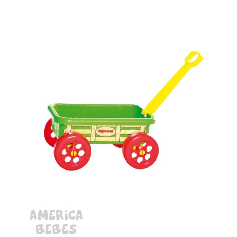 CARRETILLA PORTA JUGUETES CON BARRAL DE ARRASTRE PARA NIÑOS Y BEBES BIEMME