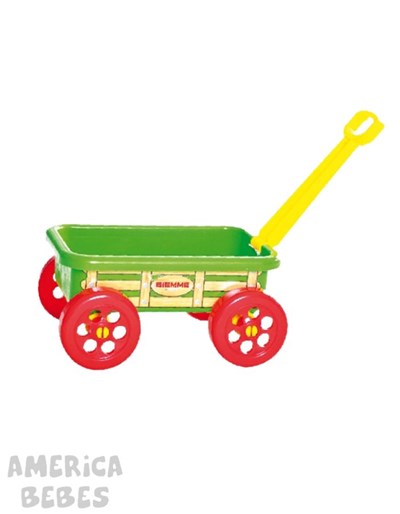 CARRETILLA PORTA JUGUETES CON BARRAL DE ARRASTRE PARA NIÑOS Y BEBES BIEMME