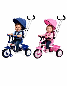 Triciclo Tornado  ASIENTO GIRATORIO 360°. Apertura de sombrilla . 1 a 3 Años. Barra de protección. Apoya Pie. Portaobjetos.  . Edad 1 a 3 años. Colores surtidos. Biemme.