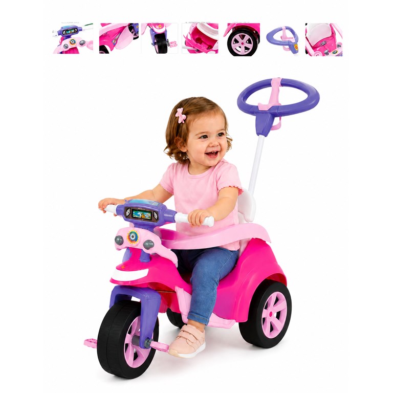 TRICICLO BABY TRIKE ROSA CON ASIENTO RECLINABLE Y APOYA CABEZA BIEMME