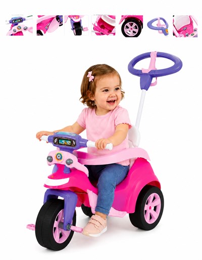 TRICICLO BABY TRIKE ROSA CON ASIENTO RECLINABLE Y APOYA CABEZA BIEMME