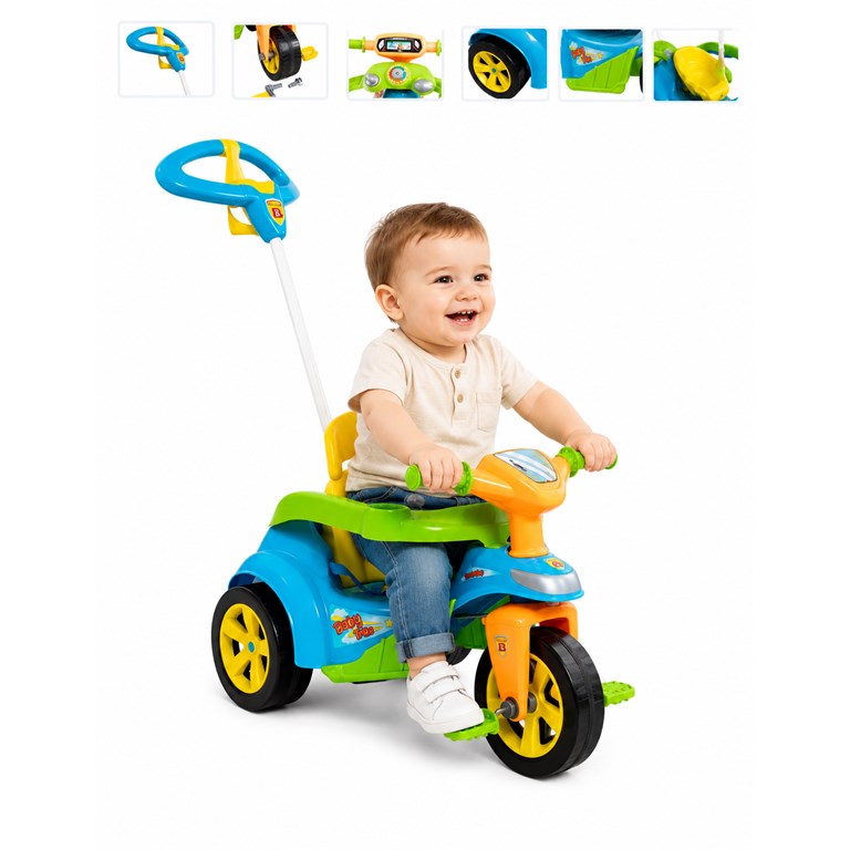 TRICICLO BABY TRIKE AZUL CON ASIENTO RECLINABLE Y APOYA CABEZA BIEMME