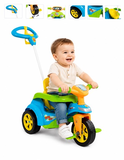 TRICICLO BABY TRIKE AZUL CON ASIENTO RECLINABLE Y APOYA CABEZA BIEMME
