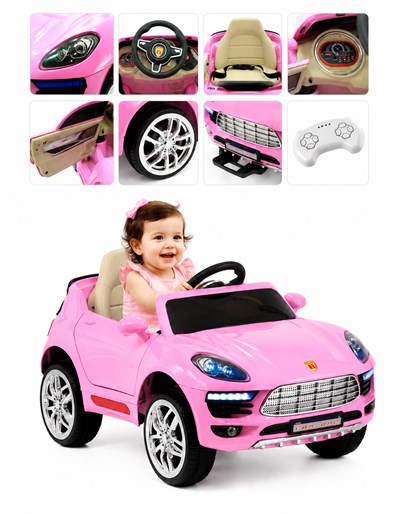 AUTO CAR ONE PS ROSA 12V CON CONTROL REMOTO, LUZ Y SONIDO. BIEMME