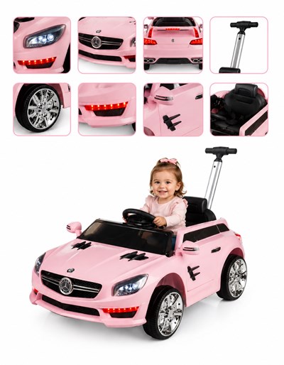 AUTO SPEED ROSA 6V ABRE PUERTAS CON CONTROL REMOTO, BARRAL, MUSICA Y LUCES. BIEMME