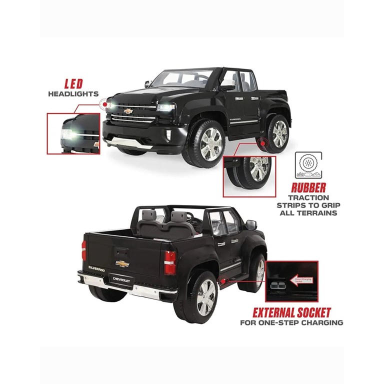 CAMIONETA CHEVROLET NEGRA 12V C/RADIO, CONTROL REMOTO Y MP3. BIEMME