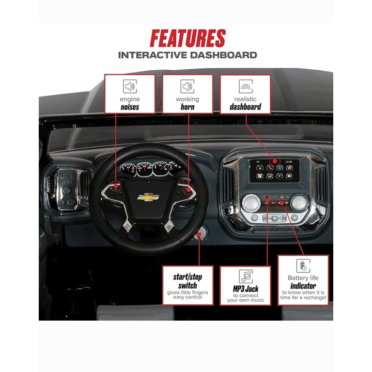 CAMIONETA CHEVROLET NEGRA 12V C/RADIO, CONTROL REMOTO Y MP3. BIEMME