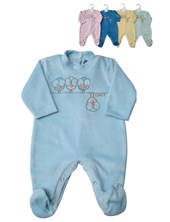 ENTERITO LARGO CON PIECITOS PARA BEBE PLUSH CON BORDADO ELEFANTITO BABY CHEITO