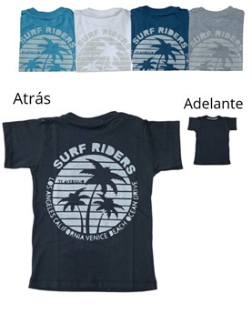 REMERA MANGA CORTA DE ALGODON CON ESTAMPA EN ESPALDA SURF RIDERS DE NENE BABY CHEITO