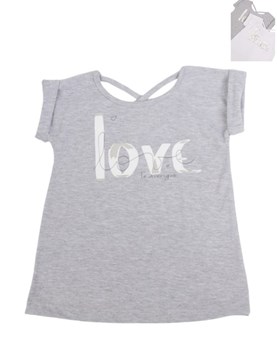 REMERA MANGA CORTA ALGODON LISO ESTAMPA LOVE EN LA ESPALDA PARA NENA BABY CHEITO