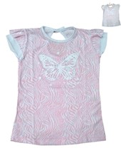 REMERA MANGA CORTA ESTAMPADA CON MARIPOSAS Y BRILLITOS MANGA CORTA BABY CHEITO