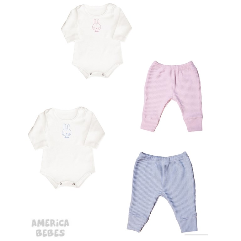 CONJUNTO BB UNISEX: BABUCHA Y BODY WAFLE ALGODON CHEITO