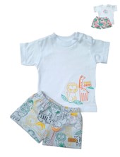 CONJUNTO SHORT RUSTICO ESTAMPADO ELASTIZADO Y REMERA SELVA FLORES BABY CHEITO