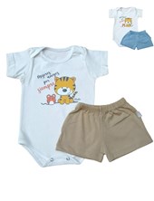 CONJUNTO DE BODY Y SHORT ALGODON ESTAMPADO PARA BEBE BABY CHEITO