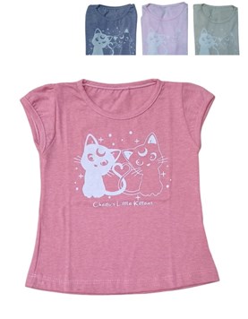 REMERA MANGA CORTA PARA BEBA DE ALGODON ESTAMPA GATITOS BABY CHEITO