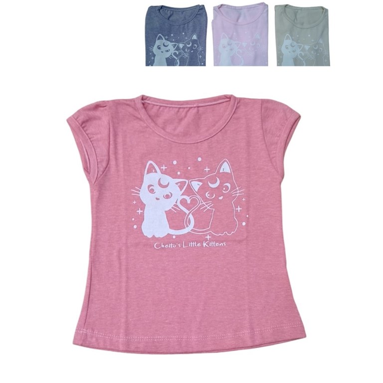 REMERA MANGA CORTA PARA BEBA DE ALGODON ESTAMPA GATITOS BABY CHEITO