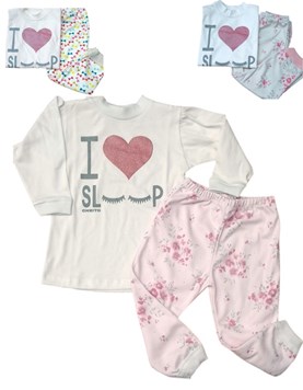 PIJAMA BEBA REMERA CON CORAZÓN Y PANTALÓN ESTAMPADO. BABY CHEITO