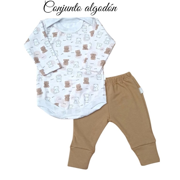 CONJUNTO  UNISEX BODY  ESTAMPADO Y PANTALÓN LISO. BABY CHEITO