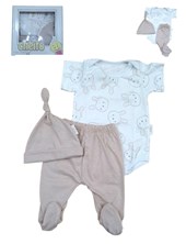 Pack de regalo 3 piezas ranita,body estampado y gorro linea moda unisex.Baby cheito